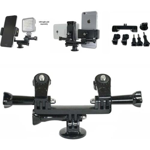 Dual Device Parts Setup for Live Streaming Video or GoPro Camera. Get Dual Mount, Tripod Adapter, 2x Screw Adapters; Full Setup