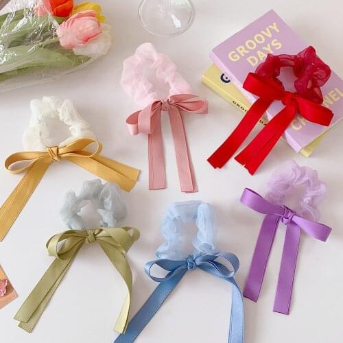 2021 New large intestine hair ring bow ribbon head rope new cute hair rope does not hurt hair headdress