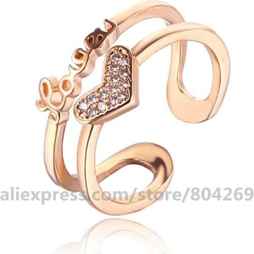 New Arrival Romatic LOVE Letter Double Layer Finger Ring Design Women Ring Best Lovers Gift
