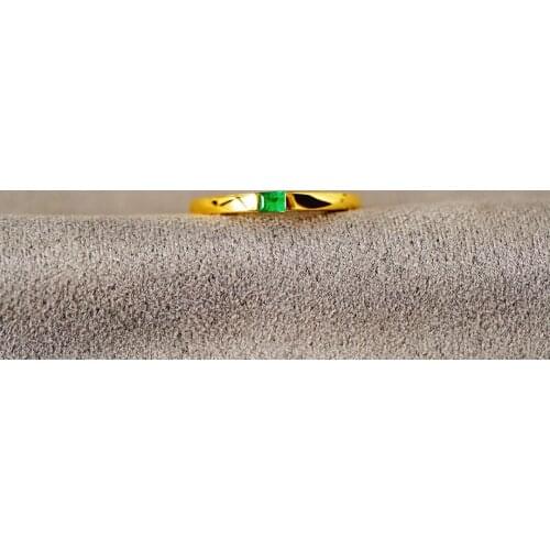 Solid 18K Gold 3*2.3mm Nature Emerald Gemstones Rings for Women Fine Jewelry Presents the Six-word Admonition