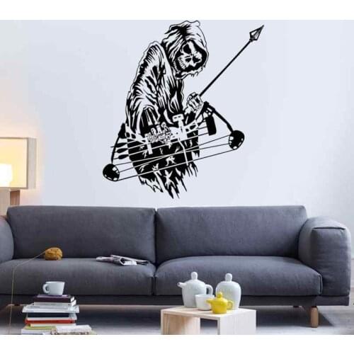 Hunt Bow Skull Decal Hunting Club Sticker Hollow Sticker Hunter Car Window Vinyl Decal Funny Poster Motorcycle