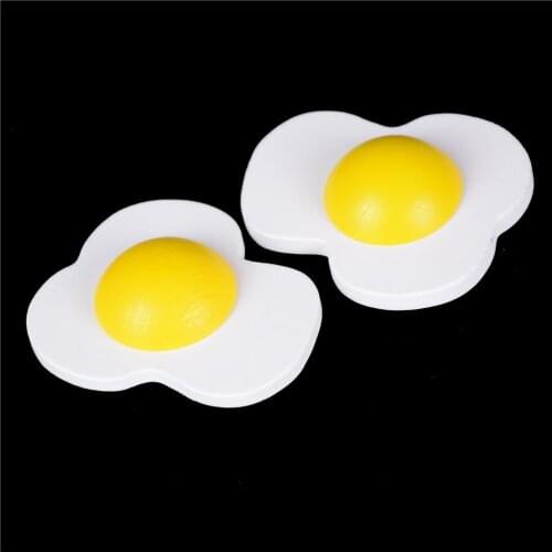 2Pcs Developmental Fun Kitchen Food Wooden Magnetic Omelette Egg Yolk Children Pretend Role Play Toy