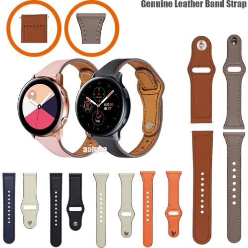 20mm 22mm Strap Genuine Leather Band For Samsung Galaxy Watch Active 2 40mm 44mm Smart Watch Accessories