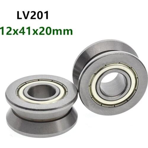 4pcs/10pcs LV201 ZZ 12mm V groove ball bearing Traces walking guide rail bearings 12x41x20 mm pulley roller wheel bearing