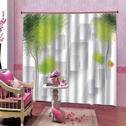 Custom Any Size Modern Summer plant curtain geometric image green dandelion flowers for living room decoration curtains