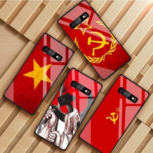 USSR Soviet Emblem Tempered Glass Phone Case For Samsung Galaxy S8 S9 S10 S20 PLUS J8 J6 J4 2018 NOTE 8 9 10 luxury Cover Shell