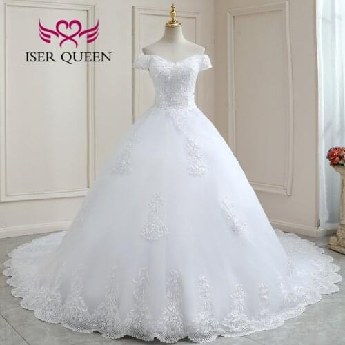 Pearls Beaded Lace A line Wedding Dresses 2021 New Arrival Europe Style White Wedding Gown Embroidery Bride Dress WX0262
