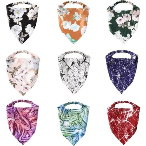 Triangle Scarf Elastic Women Printing Headband Tie Dye Ripple Hairtie Adult Ornament Headwear Casual Female Hairbands