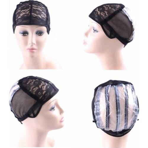 Stock in 10 pcs/lot Black color lace wig caps hairnets for making wigs With Adjustable Stretch Lace Strap glueless wig caps