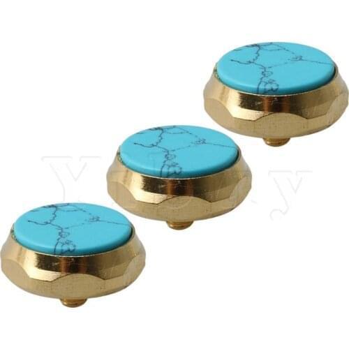 Yibuy 9pcs Instrument Parts Inlays Blue Turquoise Trumpet Finger Buttons