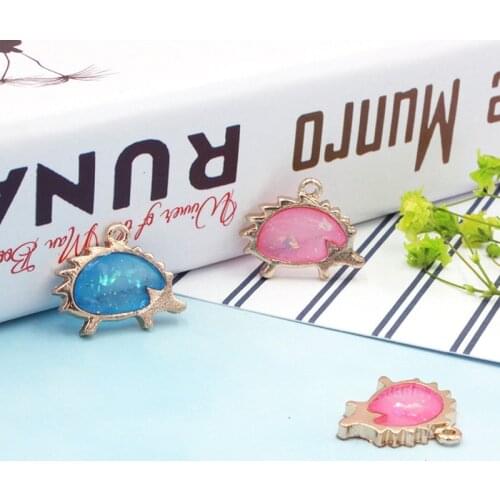 10pcs/lot New Arrival Pearlescent Color Hedgehog Charms Candy colors Alloy Metal Enamel Charm Pendants For Jewelry Making XL757