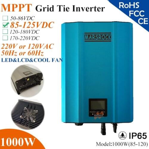 1000W MPPT solar Grid Tie Micro Inverter with IP65,85-125VDC,220V(190-260VAC) or 120V(90-140VAC),LED&LCD for solar panel system