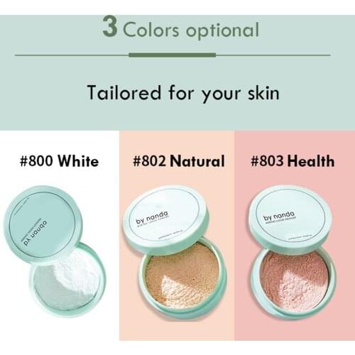 12pcs By Nanda Oil Control Loose Powder with Puff Skin Finish Contour Makeup Waterproof Foundation Smooth Face Powder Cosmetics
