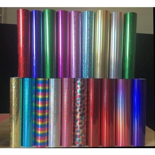 25cmx100cm(10x40") Beautiful Color Hologram PET laser Heat Transfer Vinyl Heat Press Machine Iron on HTV Mirror Film DIY T-shirt