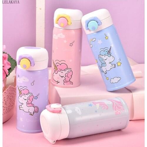 350/500ml New Action Figure Unicorn Stainless Steel Thermos Cup Cute Cartoon Coffee Tea Mug Vacuum Flask Children Water Bottle