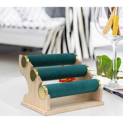3 Tiers Velvet Jewelry Bracelet Watch Bangle Display Holder Stand Necklace Bangle Storage Organizer