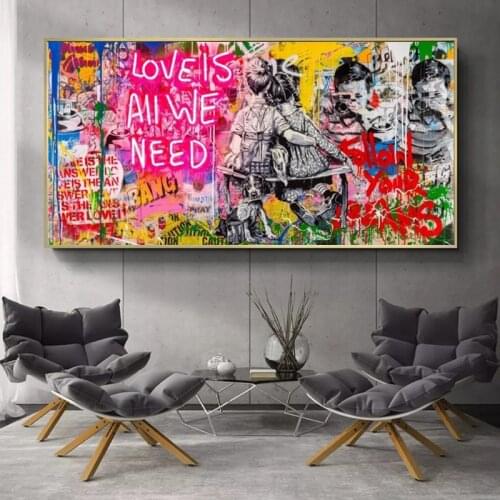 Banksy Street Art Love is All We Need Canvas Painting Poster Prints Graffiti Wall Art Picture Cuadros Home Decoration Room Decor