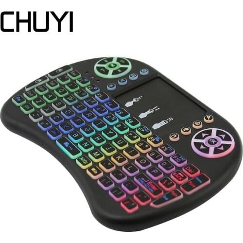 CHUYI Wireless Mechanical Gaming Keyboard Rechargeable Mini USB Colorful Backlight Touchpad Handheld Keypad For PC Laptop