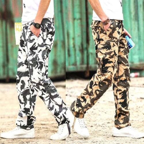 White Camouflage Cargo Pants Man Cotton Marine Military Tactical Camo Trousers Army Swat Combat Baggy Overalls For Male 2020 New