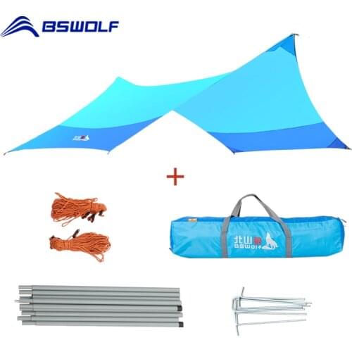 BSWolf 420x350cm Camping Tent Canopy Sun Shelter Beach Tent Pergola Awning Canopy 210D Oxford Cloth Mat Tarp Camping Sunshelter