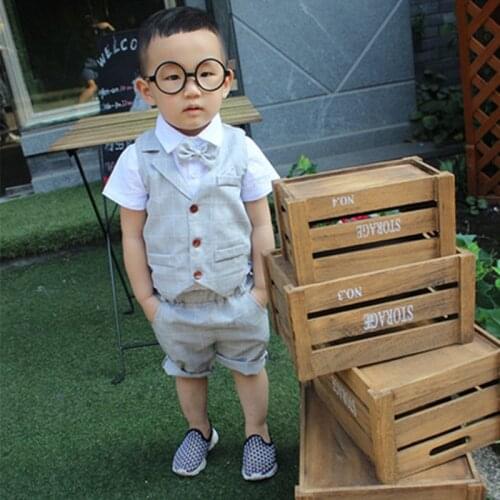 Kids Suits for Baby Boys Suits Blazers Summer Autumn Single Breasted Short Wedding Wear 3pcs Sets Child Costume