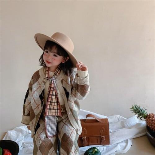 Girls Suits Coat + Pants 2pcs Kids Cotton 2021 Knitting Spring Autumn Uniforms Custom Sport Sets Teenagers Outwear Children Clot