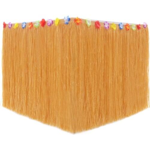 Hawaiian Plastic Table Skirt with Luau Hawaiian Flowers for Diy Tropical Party Anniversary Garden Straw Tassel Table Skirt 60CM
