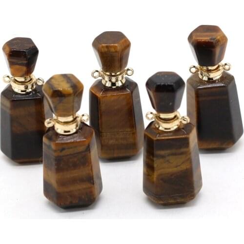 Exquisite Pendant Natural Tiger Eye Stone Perfume Bottle Pendant for Jewelry Making Charm DIY Necklace Accessories 16x40 mm