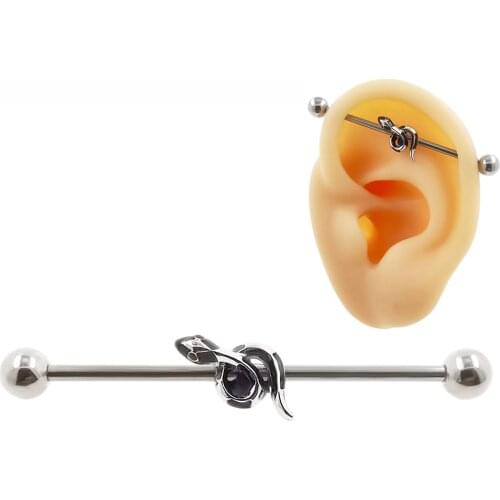 JHJT 14G/1.6mm Cartilage Barbell Earrings Circling snake 316L Surgical Steel Cartilage Ear Ring Piercing Body Jewelry