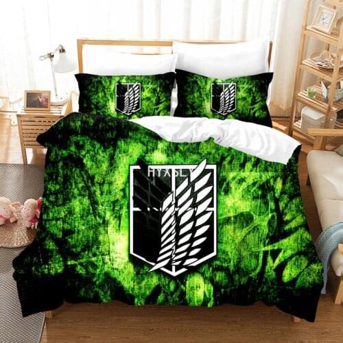 Freedom Wings Bedclothes Anime Attack on Titan 3D Printed Bedding Set Duvet Cover Pillowcase Twin Single Full Size For Boys Kids