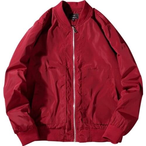 Bomber Jackets Men Solid Flight Spring Autumn Rib Sleeve Zipper Short Air Force Baseball Coats Clothing Chamarras Para Hombre