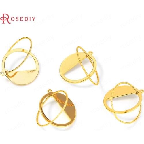 35801)4PCS 22x27MM 24K Gold Color Brass 3D Circle Charms Pendants High Quality Diy Jewelry Findings Accessories