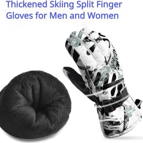 Skiing Split Finger Gloves for Men and Women Winter Warm Thickened Adults Outdoor Hiking Cycling Couples Touch Screen Velvet