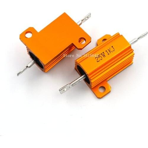 RX24 25W 1KR 1KJ 1K Power Metal Shell Aluminium Gold Resistor 25Watt 1K ohm Power Heatsink Resistance Golden Heat Sink Resistor