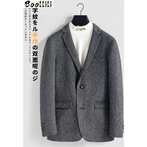 Boollili Mens Wool Coat Spring Autumn Double-sided Woolen Coat Men Jacket Casual Blazer Overcoat Abrigo Hombre
