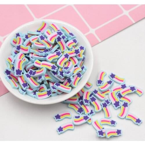 100g/Lot Blue Rainbow Bar with Star Polymer Clay Slices Soft Pottery Sprinkles for Slime Decoration DIY Crafts