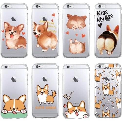 Cute Corgi Butt Animal Puppy Soft Clear Phone Case Fundas Coque Cover For iPhone 1112 Pro Max 7 7Plus 6 6S 8 8PLUS X XS Max