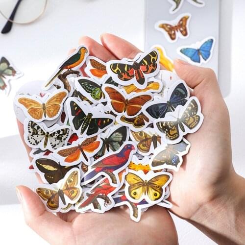 46pcs/box Cute Butterfly Stickers Entomologist Series Kawaii Stationery Scrapbooking Planner Journal Diary Label Paper Stickers