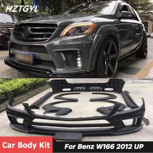 Unpainted FRP Front Rear Bumper Side Skirts Fender Flares For Benz W166 ML300 ML350 ML400 ML63 Refitting WD Style 2012 Up