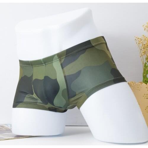 New Camouflage Mens Underwear Boxer Shorts Sports Fashion Breathable Ice Silk Print Double Bag Boxer Shorts
