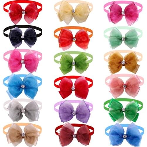 New 50pcs Dog Bow Tie Solid Lace Pet Supplies Dog Accessories Fashion Pet Dog Bowtie Dog Grooming Products Small Dog Bowties