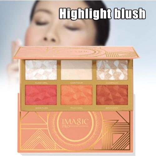 6-color Highlighting Powder Blush Palette High Glossy Multifunctional Blusher Power SSwell