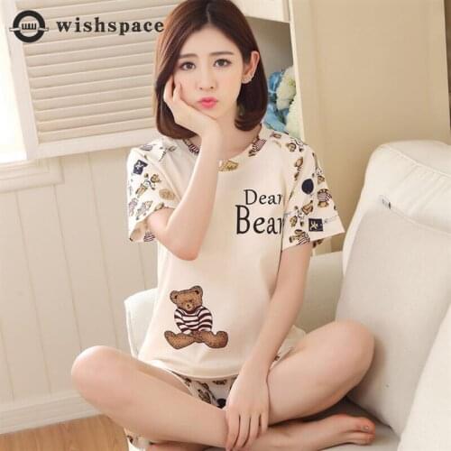 2021 New Pajamas Female Ms Summer New Plus-size Short Sleeve Lovely Cartoon Multicolor Suit Household to Female