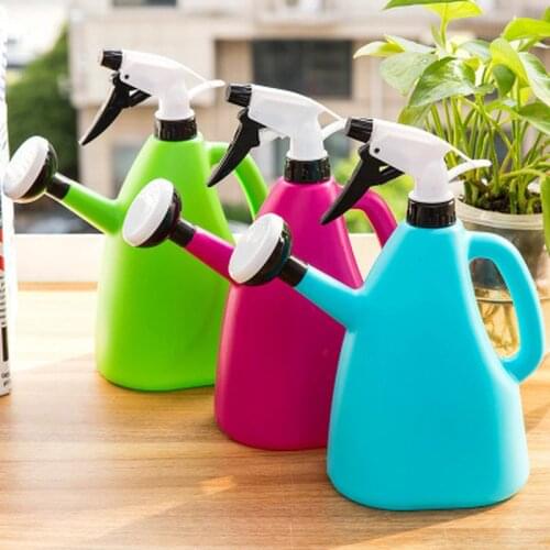 2 in 1 Plastic Watering Irrigation Can Indoor Garden Plants Pressure Spray Water Kettle Adjustable Sprayer Garden Supplies 1L