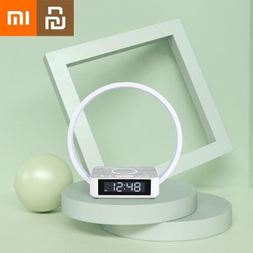 Youpin Xiaomi Bedside Lamp Mobile Phone Wireless Fast Charging Clock Night Light Wireless Charger Touch Control 3-stop Dimming
