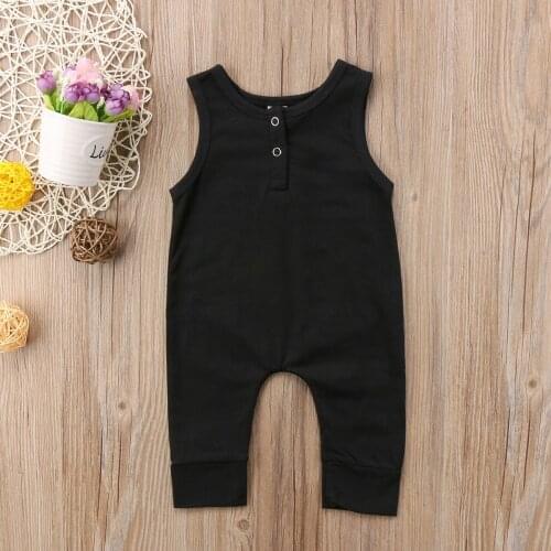 Pudcoco 0-18M Newborn Baby Boys Girls Sleeveless Romper Black Jumpsuit Harem Pants Outfits Casual Clothes