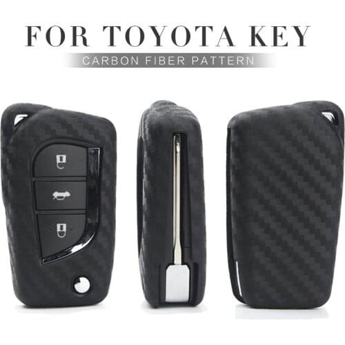 Silica Gel Car Key Case Cover For Toyota Rav4 Auris Aygo Corolla Prado Chr Prius Hilux Yaris Avensis 2019 2020 Key Ring Shell