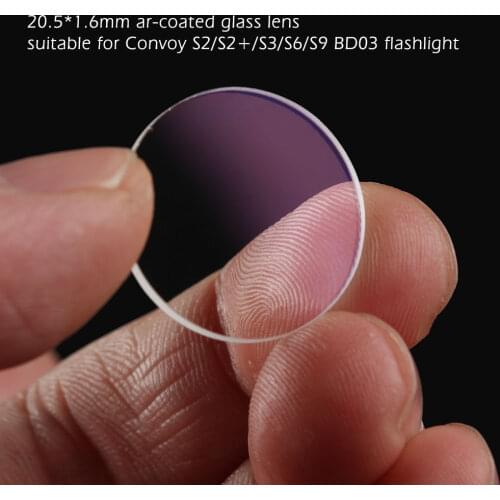 20.5*1.6mm ar-coated glass lens ,suitable for Convoy S2/S2+/S3/S6/S9 BD03 flashlight
