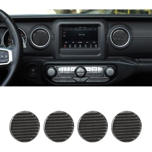 Real Carbon Fiber Style Car Dashboard Air Conditioner Vent Stickers For Jeep Wrangler JL JT Gladiator 2018+ Car Styling Trim