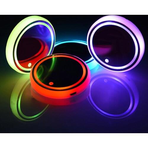 Cup Holder LEDs Light with 7 Colors & 3 Lighting Modes USB Charge Car Cup Pad Home Atmospheres Lamp holiday gift